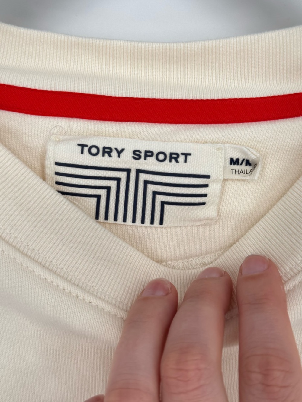 Tory Burch Sport French Terry Varsity Crewneck Sweatshirt LOVE White Medium - Picture 11 of 12